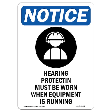 Signmission OSHA, Hearing Protection, 14in X 10in Rigid Plastic, 10" W, 14" H, Portrait, OS-NS-P-1014-V-13412 OS-NS-P-1014-V-13412